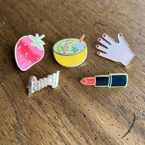 Lot of 5 indie designer enamel pins